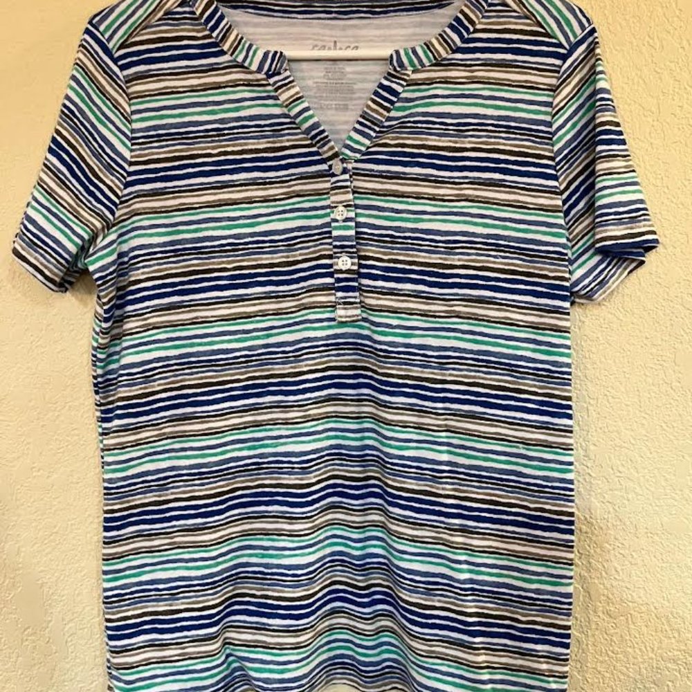 cg cg brand size medium navy/white/green/brown stripes